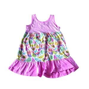 Swiggles Dress Girls Size 2t Pink Striped Summer Sleeveless Flowy Fruit